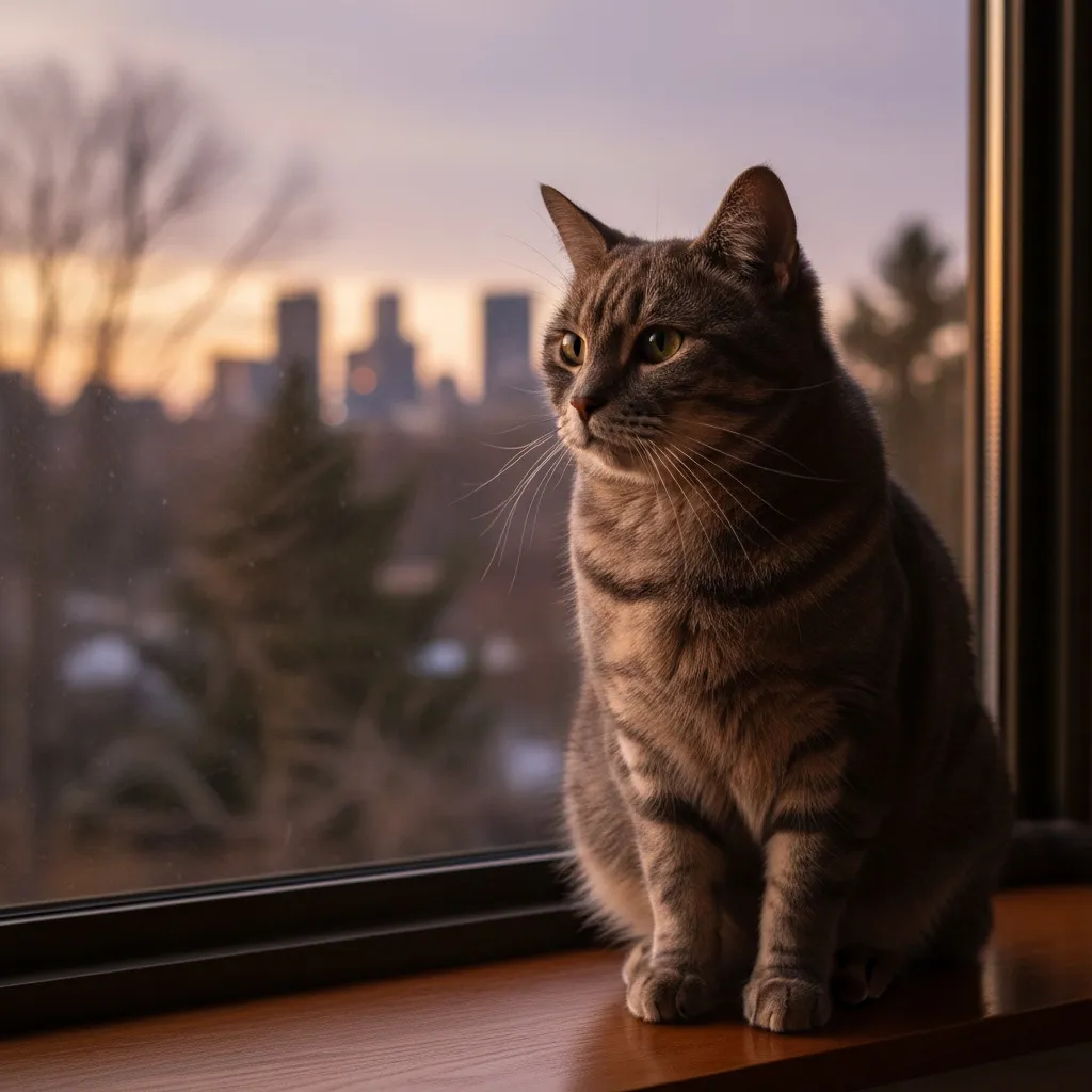 A cat sitting alone looking out a window, showing the reserved nature that can sometimes be mistaken for aloofness