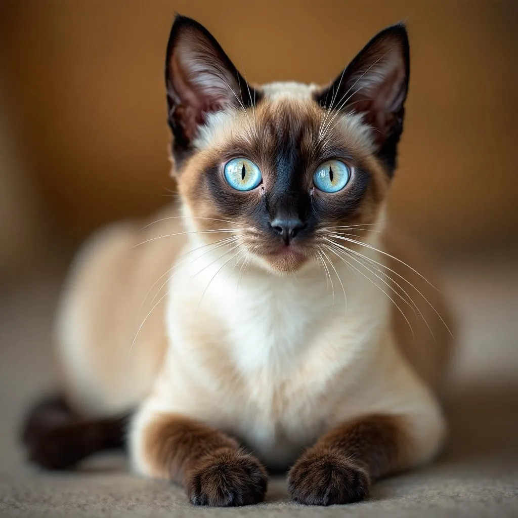 An alert Siamese cat with expressive eyes looking curiously at something off-camera