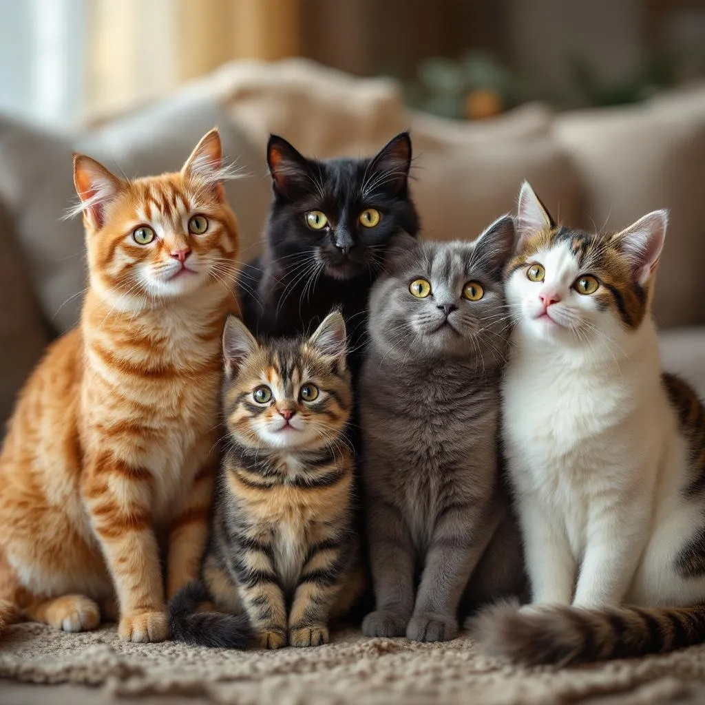Cats of different colors representing the variety of feline personalities in astrology