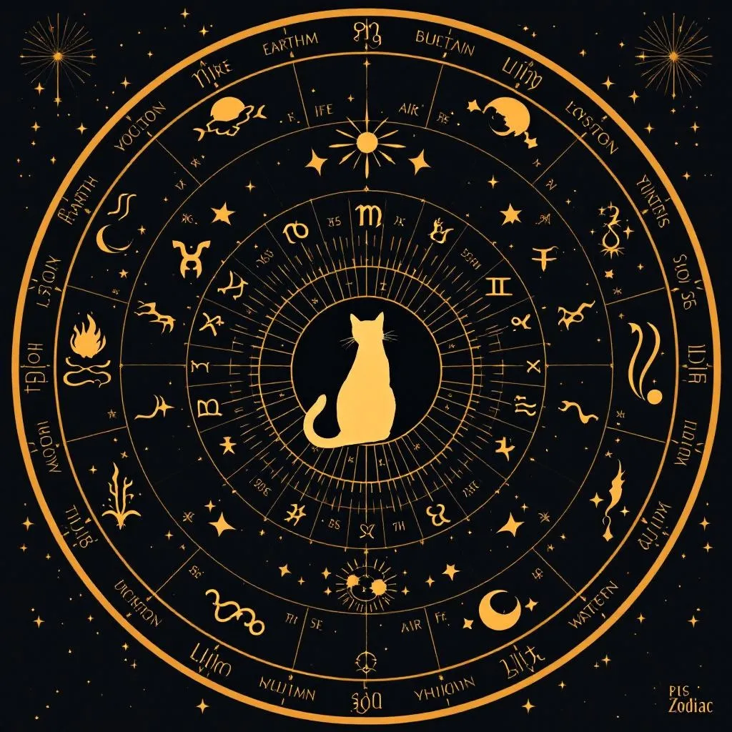 A beautiful zodiac wheel showing all twelve signs arranged in a circle