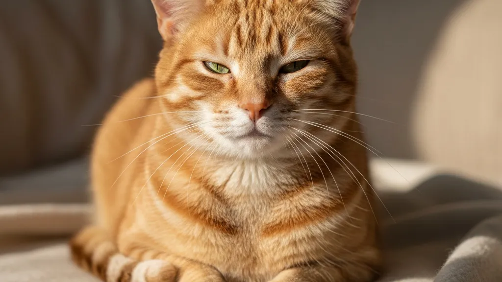 A healthy cat with a glossy coat looking alert