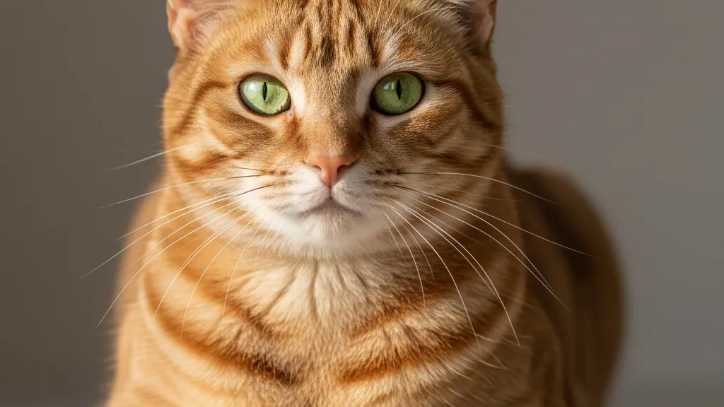 A healthy adult cat with bright eyes and a shiny coat