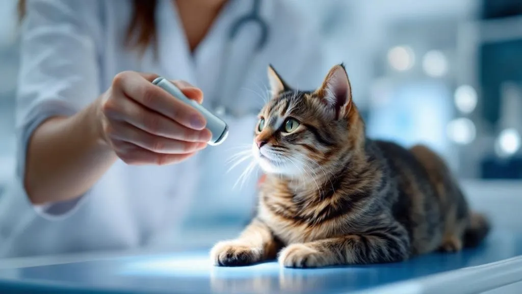 A cat receiving a gentle examination at the veterinary clinic, showing the importance of regular vet visits